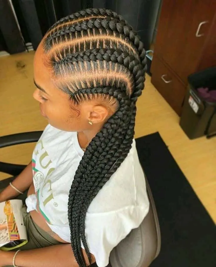 Feed in conrow braids