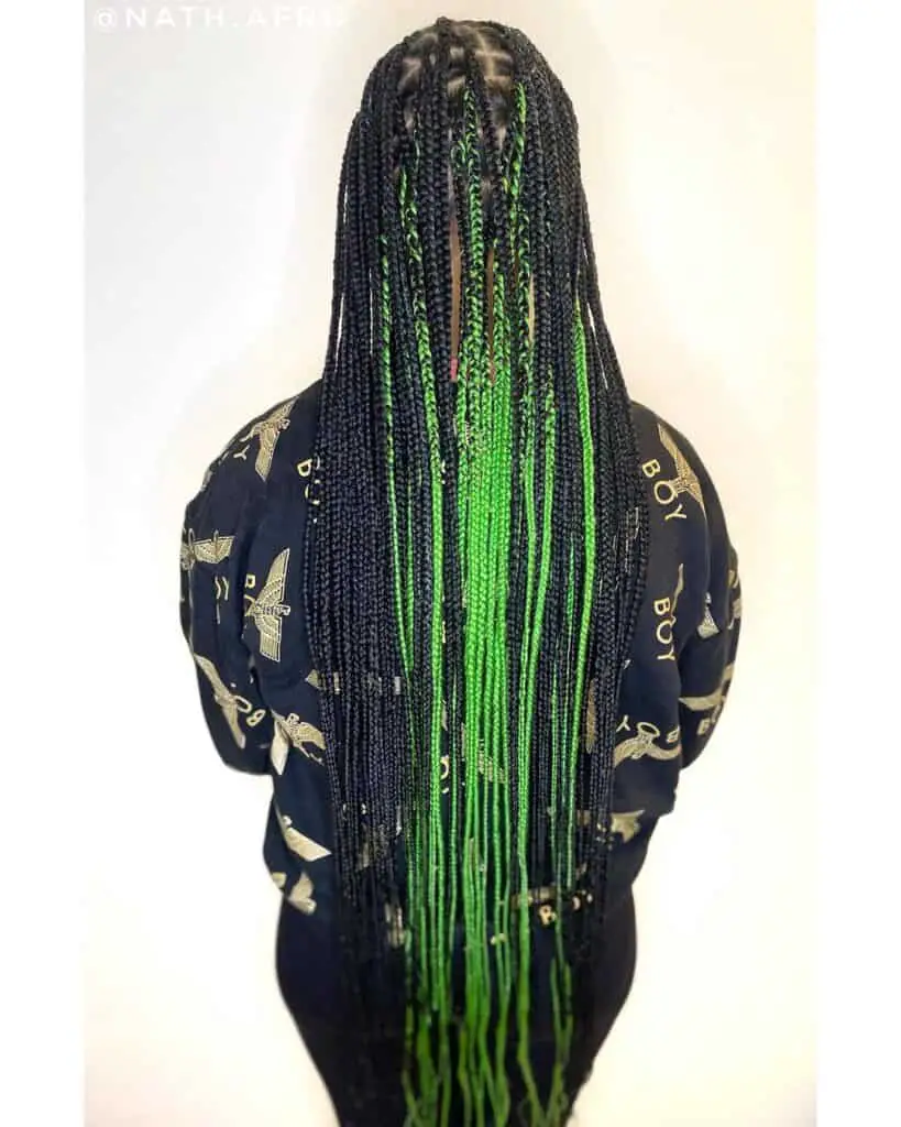 small green peekaboo knotless braids