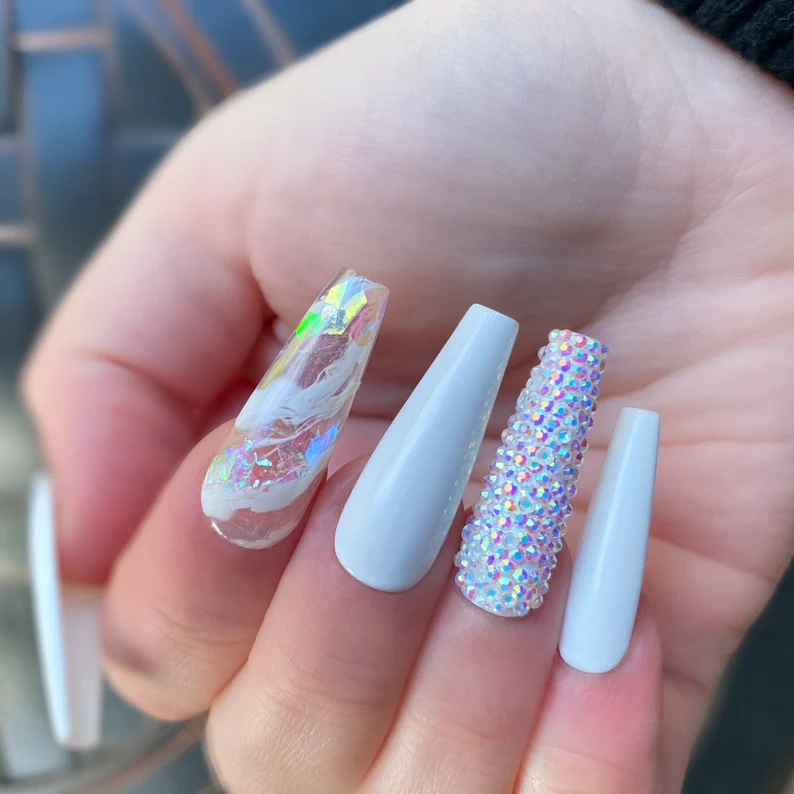White Exotic Nail Designs for a Baddie