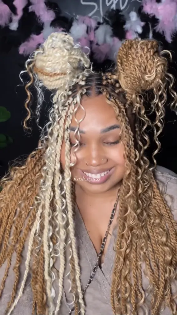 blonde and honey brown boho island twists 