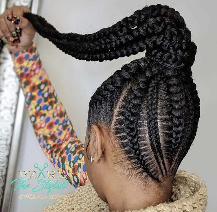 thick ponytail stitch braids
