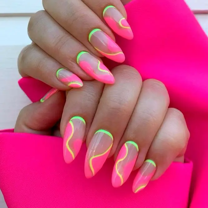 The top hot pink nails, neon pink nails, hot pink nail designs, and neon pink nail designs