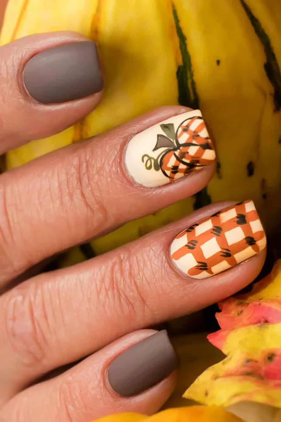 Pumpkin Nails with Brown