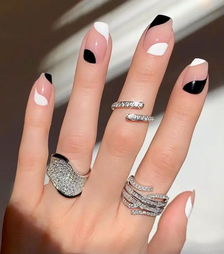 The top black and white nails, black and white nail designs, black and white nails acrylic, black and white nail art, and more black and white nail ideas