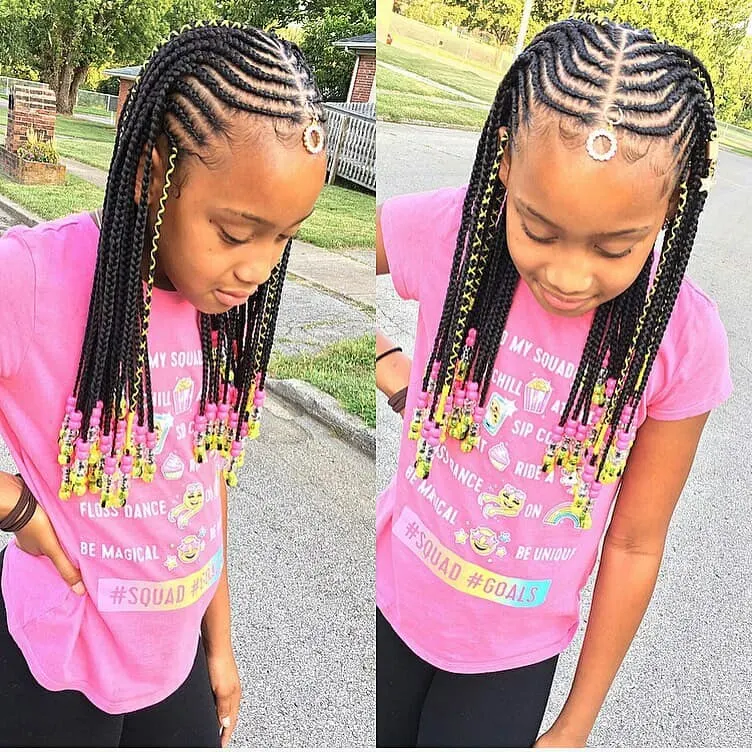 kids braids with beads