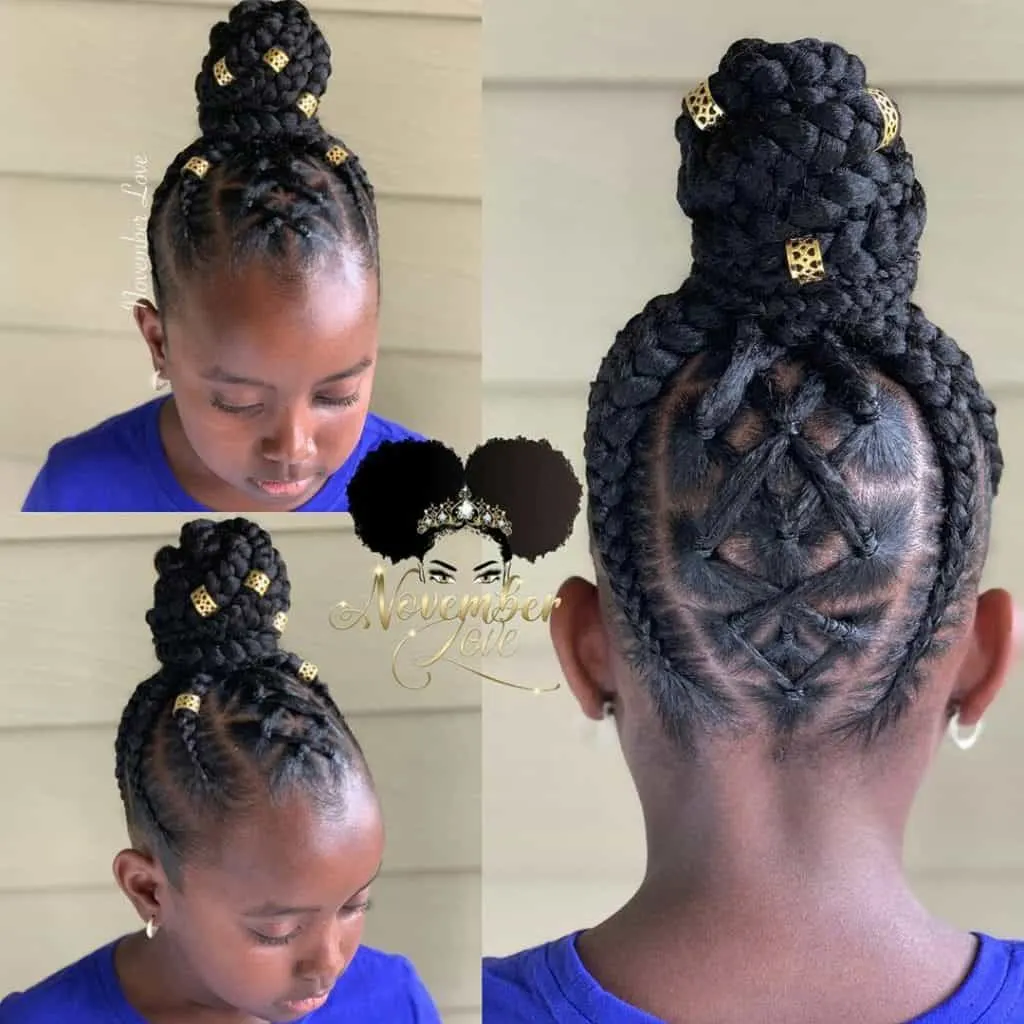 braided hairstyles for kids feed in updo