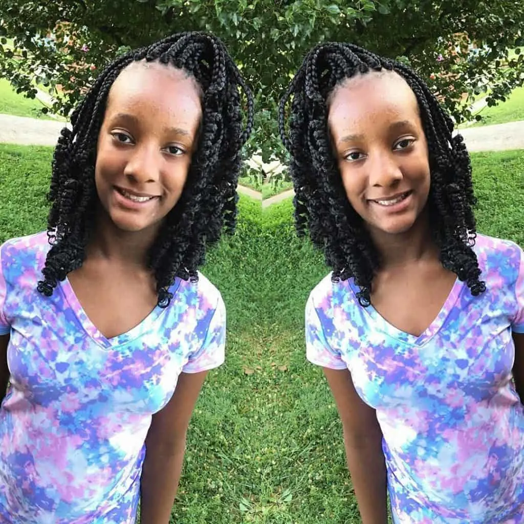 kids curly bob box braids