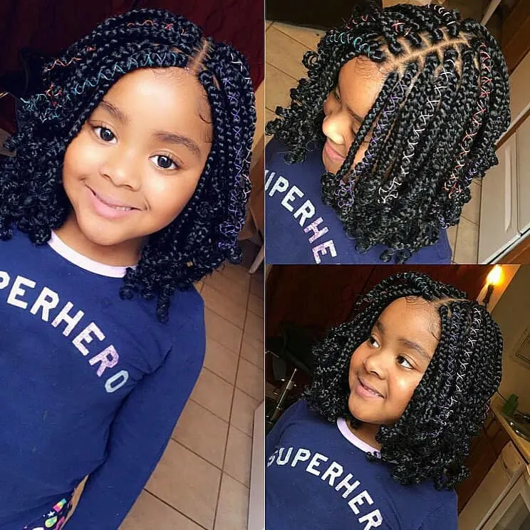 kids bob curly box braids 