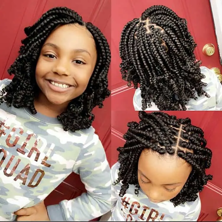 kids curly bob box braids