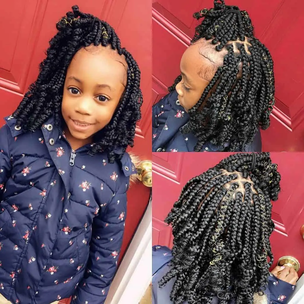 kids short curly box braids