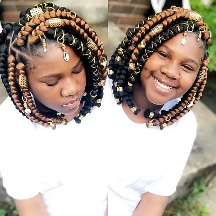 kids bob box braids with beads