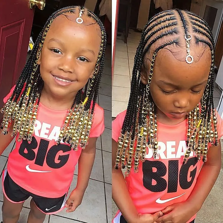 kids braided hairstyle with beads