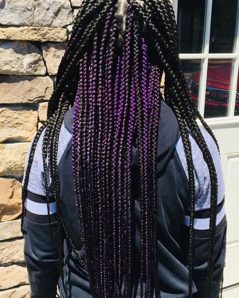 purple peekaboo knotless braids 