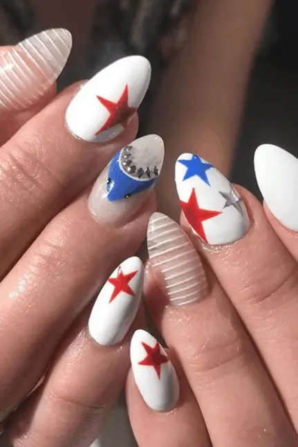 4th of July nails | red, white, and blue nails