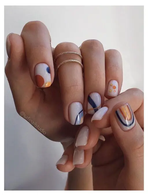 Short nail design ideas for a trendy manicure: Abstract Color Blocks