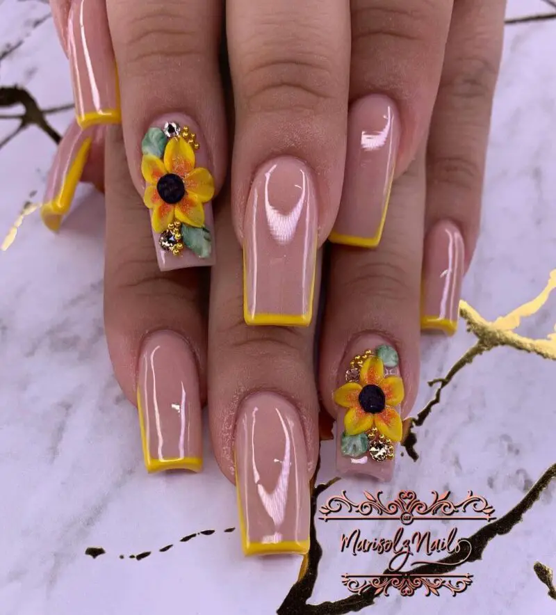 The best sunflower nails & sunflower nail designs