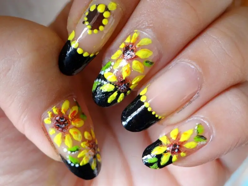 The best sunflower nails & sunflower nail designs