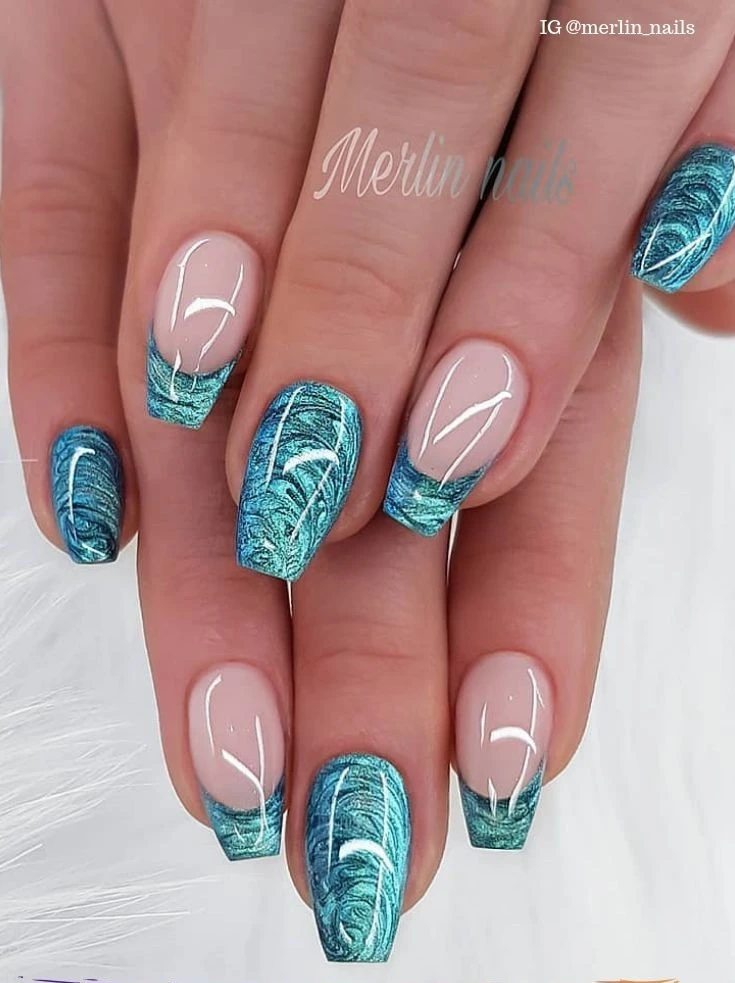 The top turquoise nails and teal nails right now