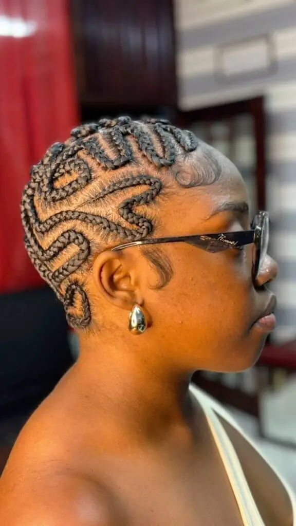 braided baldie, viral braided bald head hairstyle for summer