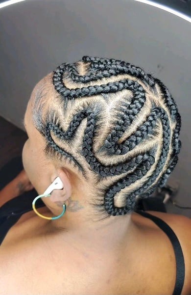 braided bald head, braided baldie style